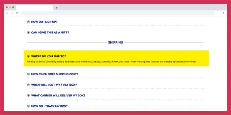 Universal Yums delivering to the UK