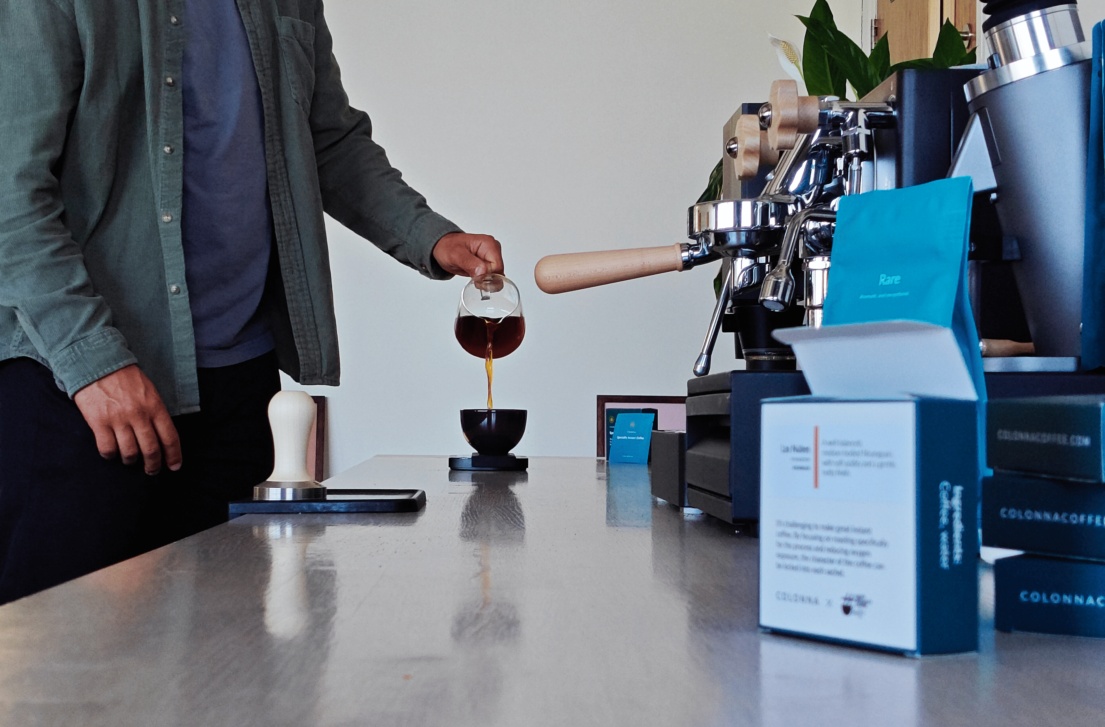 Colonna coffee being brewed