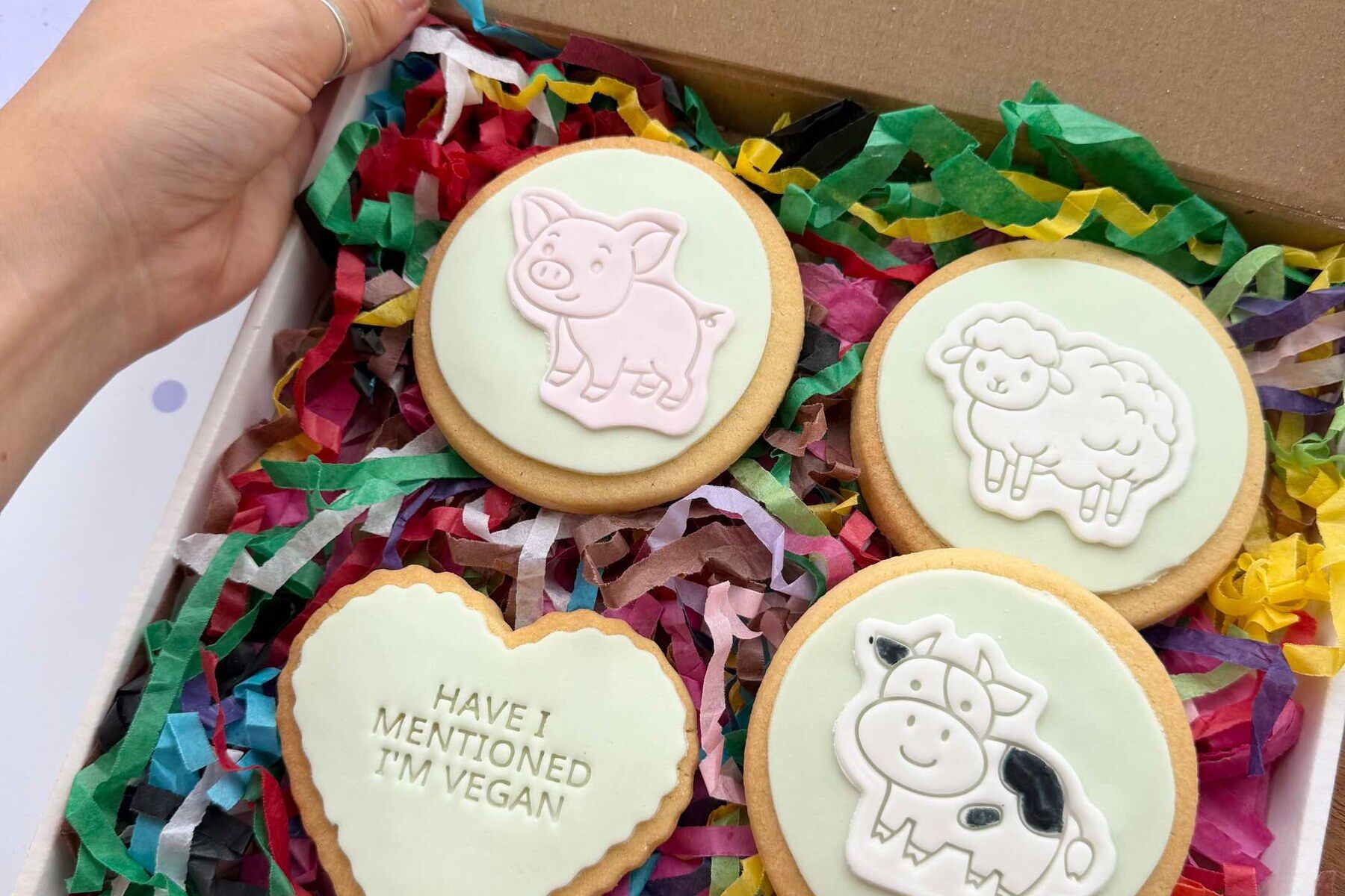 Gardners Cookies vegan friendly gift box with animal cookies