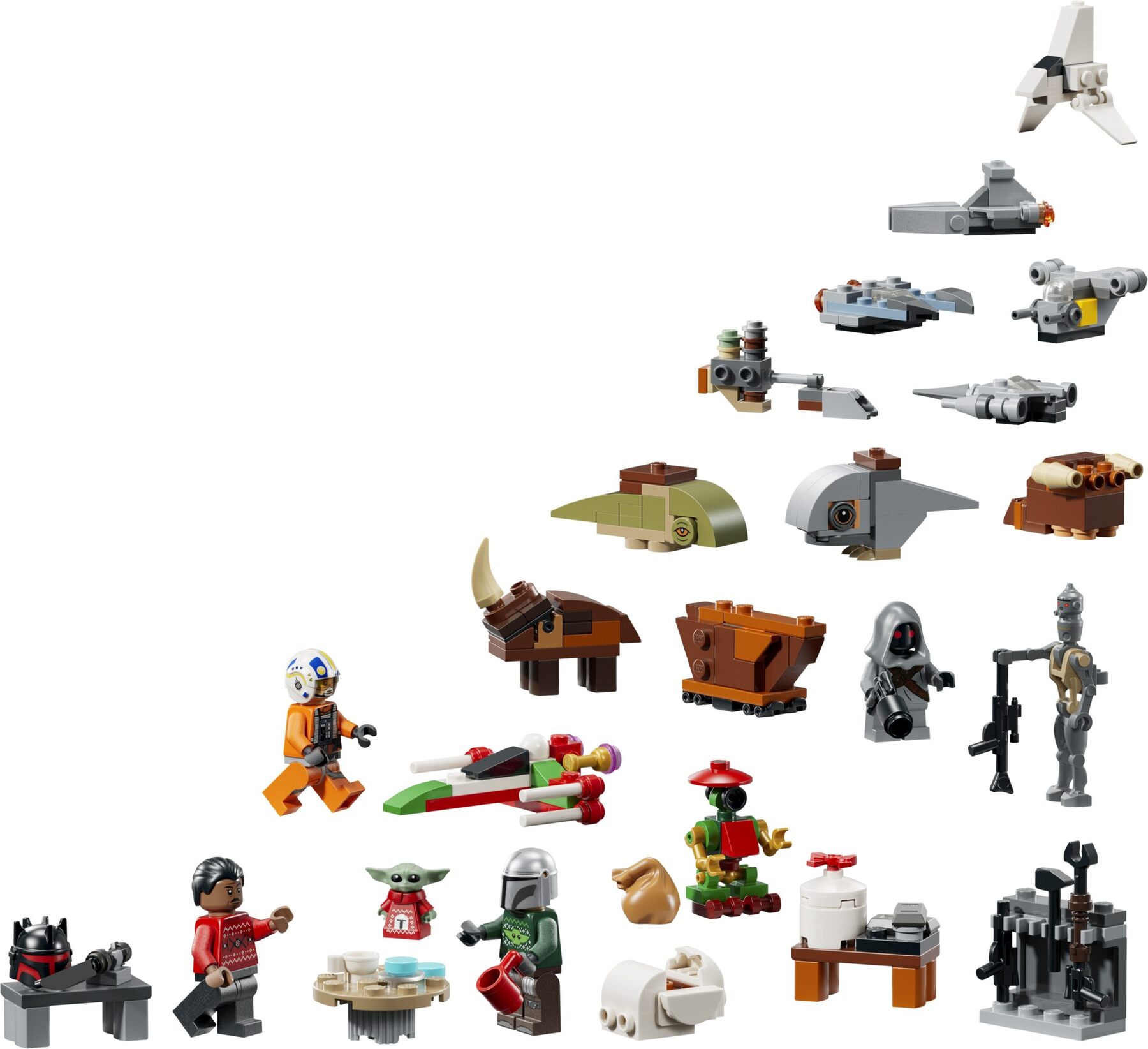 The mini-builds of the LEGO Star Wars advent calendar 2026, including small ships and Star Wars minifigures