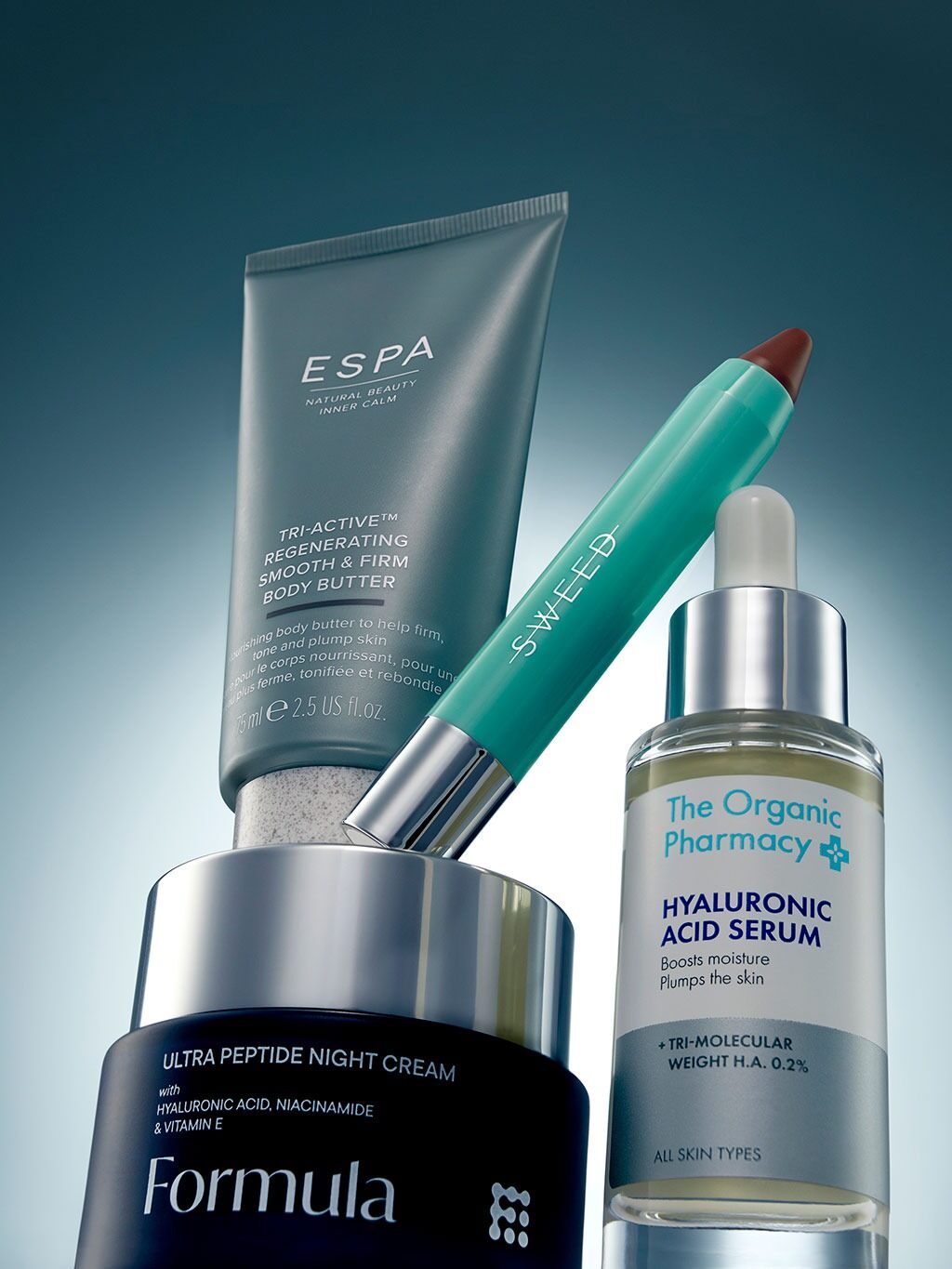Formula night cream, ESPA body butter and The Organic Pharmacy serum from the M&S 2026 calendar