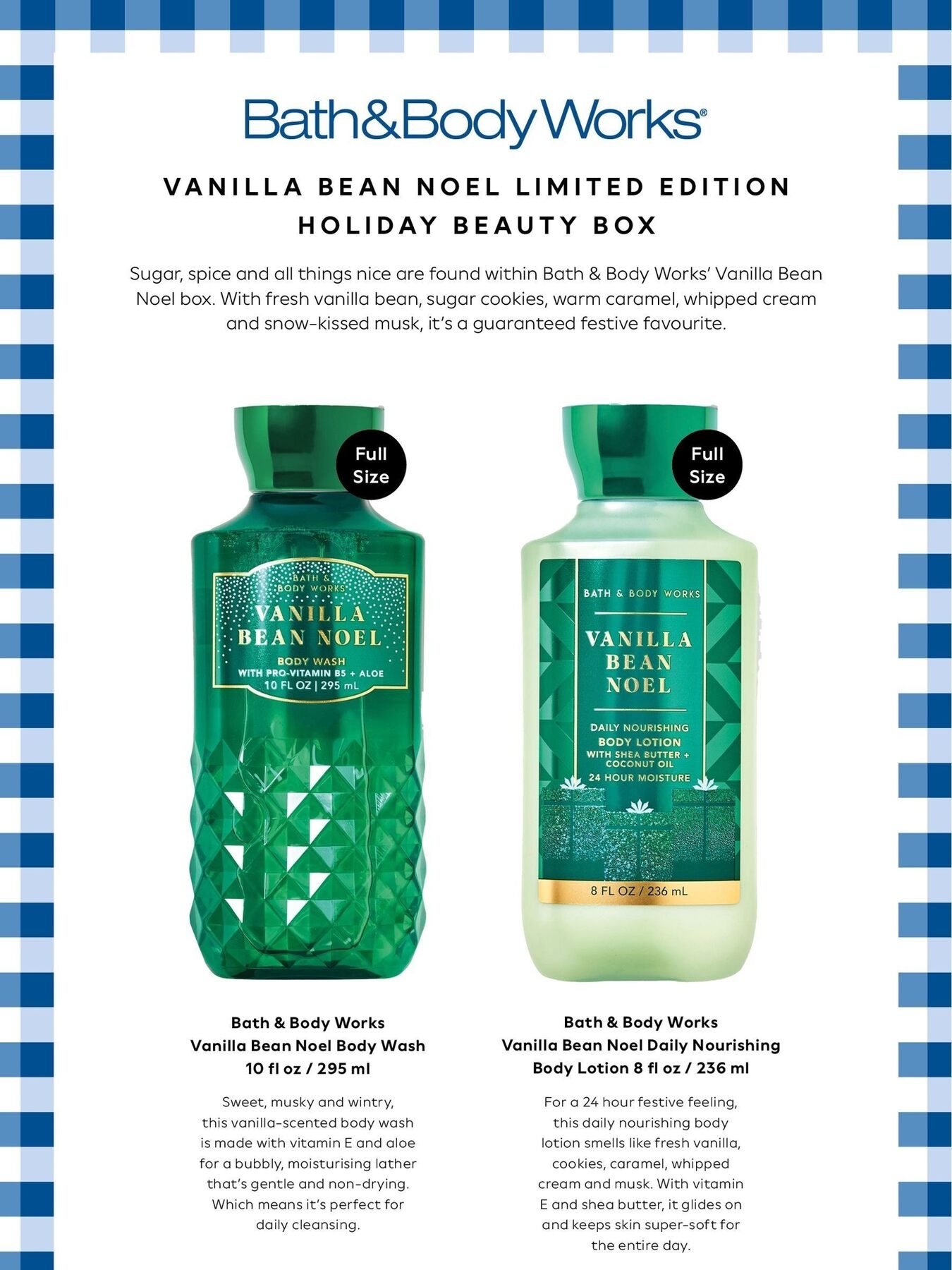 The Bath & Body Works Vanilla Bean Noel 3-wick candle and fine fragrance mist