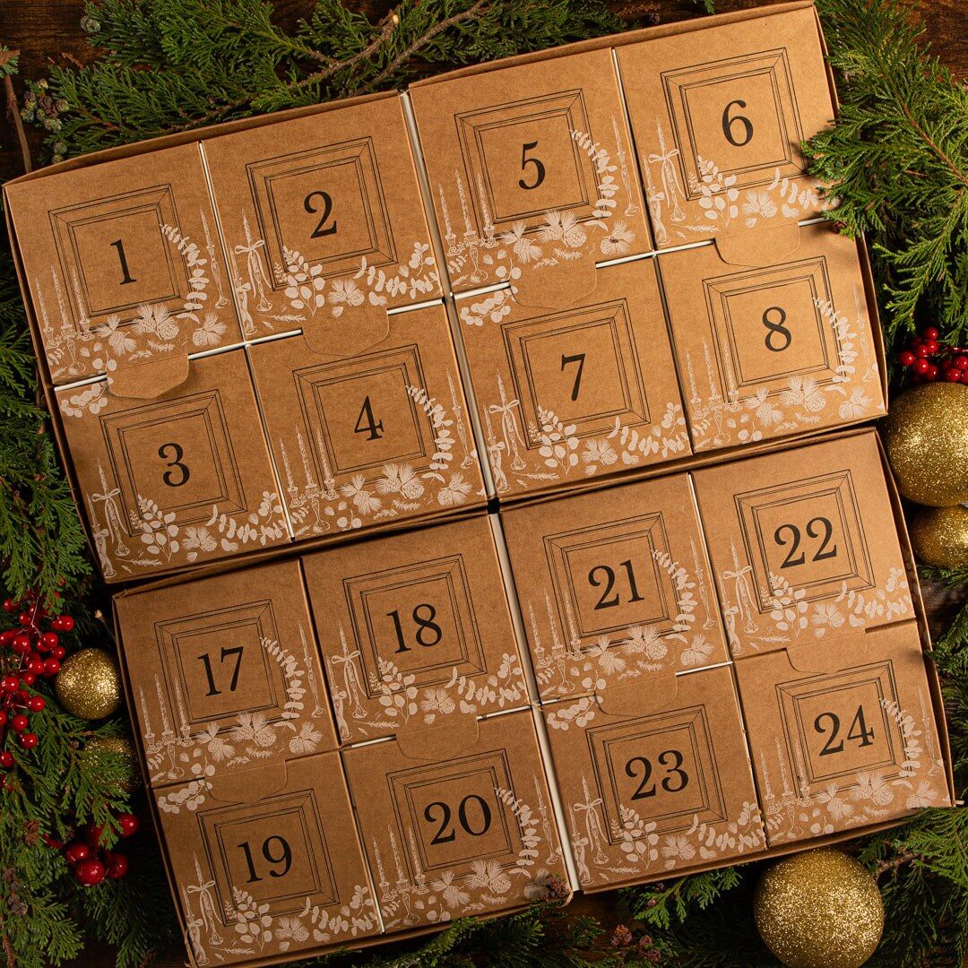 The Paxton and Whitfield cheese advent calendar 2026, a kraft box of numbered compartments with cheeses and festive decorations