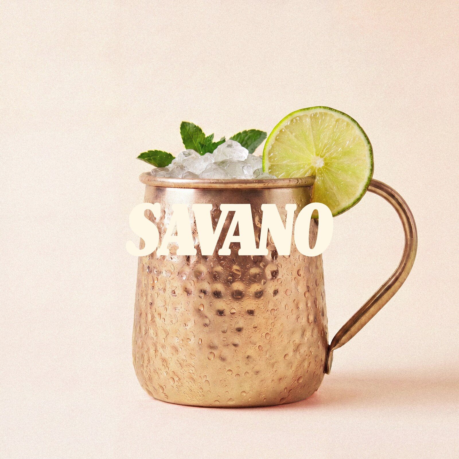The Savano Moscow Mule served over ice in a copper mug with a slice of lime and a sprig of mint