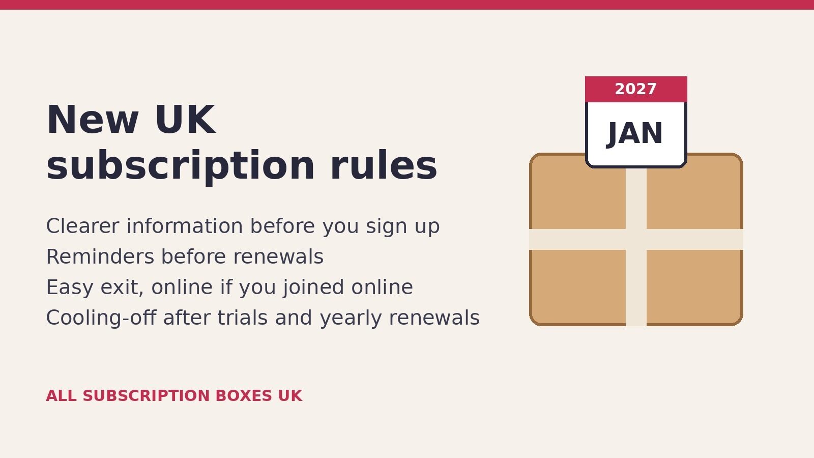 A graphic summarising the new UK subscription rules due in January 2027