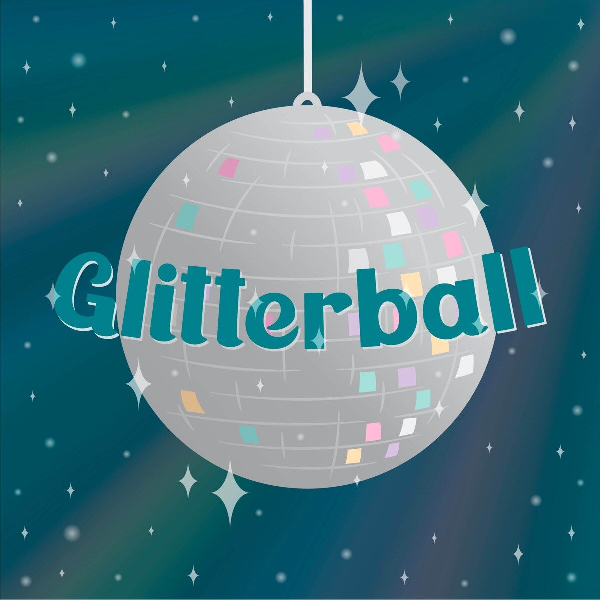 The Glitterball theme artwork showing a sparkling disco ball on a teal background